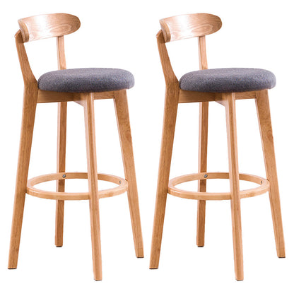 Scandinavian Upholstered Footrest Low Back Stool 27.55'' Beechwood Bar Stool Wood Gray 2 Piece Set Clearhalo 'Bar Furniture' 'Bar Stools' 'bar_stools' 'furn' 'furn_bar_stools' 'furniture_bar_stools' 'Kitchen & Dining Furniture' 'kitchen&dining_furn' 'kitchen' 'kitchen_furn' Furniture' 4692379