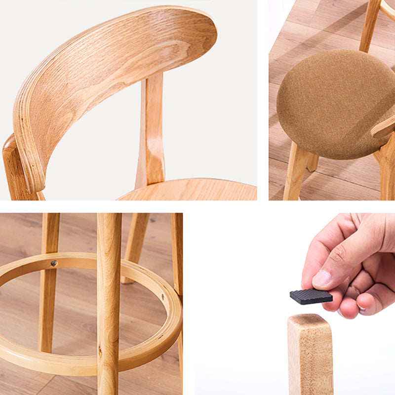 Scandinavian Upholstered Footrest Low Back Stool 27.55'' Beechwood Bar Stool Clearhalo 'Bar Furniture' 'Bar Stools' 'bar_stools' 'furn' 'furn_bar_stools' 'furniture_bar_stools' 'Kitchen & Dining Furniture' 'kitchen&dining_furn' 'kitchen' 'kitchen_furn' Furniture' 4692380