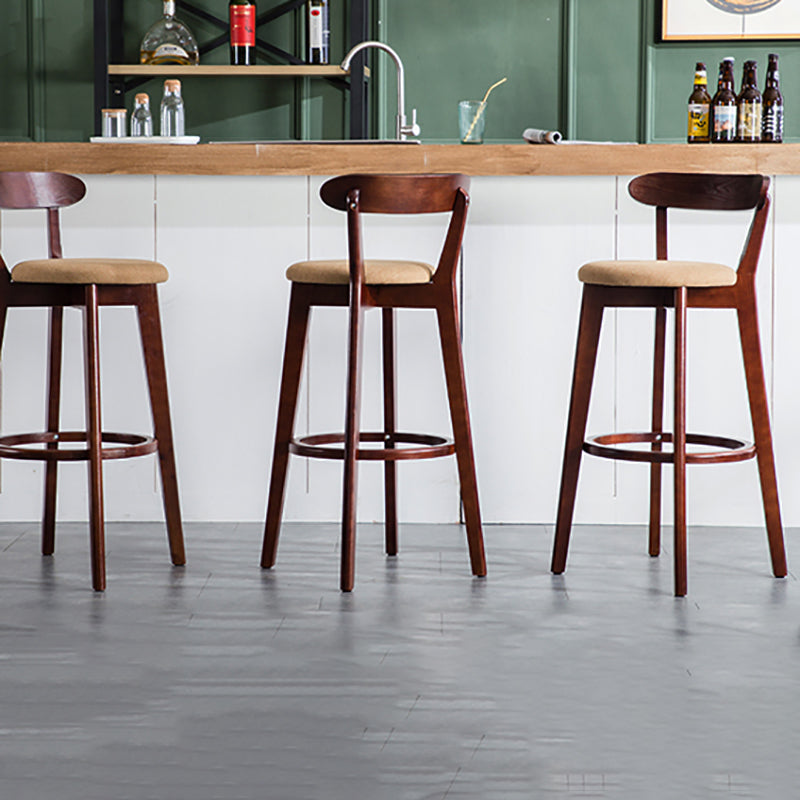 Scandinavian Upholstered Footrest Low Back Stool 27.55'' Beechwood Bar Stool Clearhalo 'Bar Furniture' 'Bar Stools' 'bar_stools' 'furn' 'furn_bar_stools' 'furniture_bar_stools' 'Kitchen & Dining Furniture' 'kitchen&dining_furn' 'kitchen' 'kitchen_furn' Furniture' 4692383