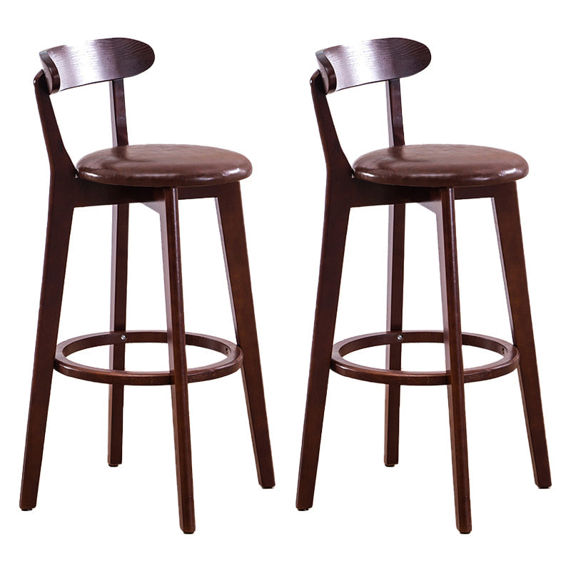 Scandinavian Upholstered Footrest Low Back Stool 27.55'' Beechwood Bar Stool Brown Brown 2 Piece Set Clearhalo 'Bar Furniture' 'Bar Stools' 'bar_stools' 'furn' 'furn_bar_stools' 'furniture_bar_stools' 'Kitchen & Dining Furniture' 'kitchen&dining_furn' 'kitchen' 'kitchen_furn' Furniture' 4692385