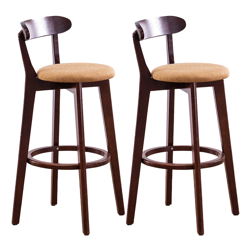 Scandinavian Upholstered Footrest Low Back Stool 27.55'' Beechwood Bar Stool Brown Yellow 2 Piece Set Clearhalo 'Bar Furniture' 'Bar Stools' 'bar_stools' 'furn' 'furn_bar_stools' 'furniture_bar_stools' 'Kitchen & Dining Furniture' 'kitchen&dining_furn' 'kitchen' 'kitchen_furn' Furniture' 4692387