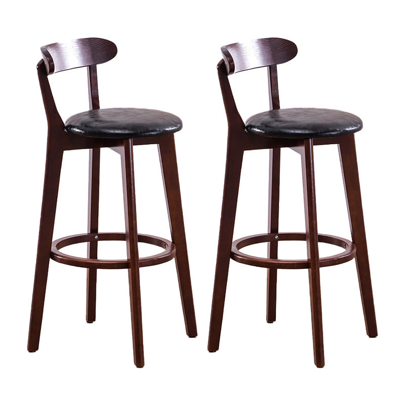 Scandinavian Upholstered Footrest Low Back Stool 27.55'' Beechwood Bar Stool Brown Black 2 Piece Set Clearhalo 'Bar Furniture' 'Bar Stools' 'bar_stools' 'furn' 'furn_bar_stools' 'furniture_bar_stools' 'Kitchen & Dining Furniture' 'kitchen&dining_furn' 'kitchen' 'kitchen_furn' Furniture' 4692389