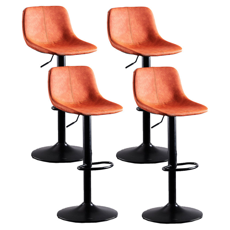 Adjustable Height Leather Footrest Bar Stool Matte Finish Home Low Back Stool Orange 4 Piece Set Bar Stool(30"H) Clearhalo 'Bar Furniture' 'Bar Stools' 'bar_stools' 'furn' 'furn_bar_stools' 'furniture_bar_stools' 'Kitchen & Dining Furniture' 'kitchen&dining_furn' 'kitchen' 'kitchen_furn' Furniture' 4692517