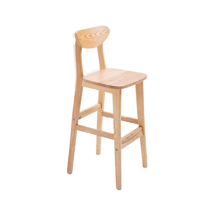 Contemporary Upholstered Footrest Low Back Stool Home Oak Wood Bar Stool Wood 1 Piece Clearhalo 'Bar Furniture' 'Bar Stools' 'bar_stools' 'furn' 'furn_bar_stools' 'furniture_bar_stools' 'Kitchen & Dining Furniture' 'kitchen&dining_furn' 'kitchen' 'kitchen_furn' Furniture' 4692550