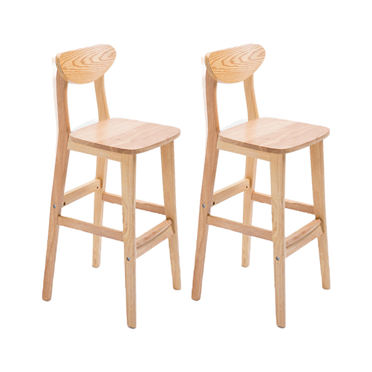 Contemporary Upholstered Footrest Low Back Stool Home Oak Wood Bar Stool Wood 2 Piece Set Clearhalo 'Bar Furniture' 'Bar Stools' 'bar_stools' 'furn' 'furn_bar_stools' 'furniture_bar_stools' 'Kitchen & Dining Furniture' 'kitchen&dining_furn' 'kitchen' 'kitchen_furn' Furniture' 4692551