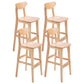 Contemporary Upholstered Footrest Low Back Stool Home Oak Wood Bar Stool Wood 4 Piece Set Clearhalo 'Bar Furniture' 'Bar Stools' 'bar_stools' 'furn' 'furn_bar_stools' 'furniture_bar_stools' 'Kitchen & Dining Furniture' 'kitchen&dining_furn' 'kitchen' 'kitchen_furn' Furniture' 4692553
