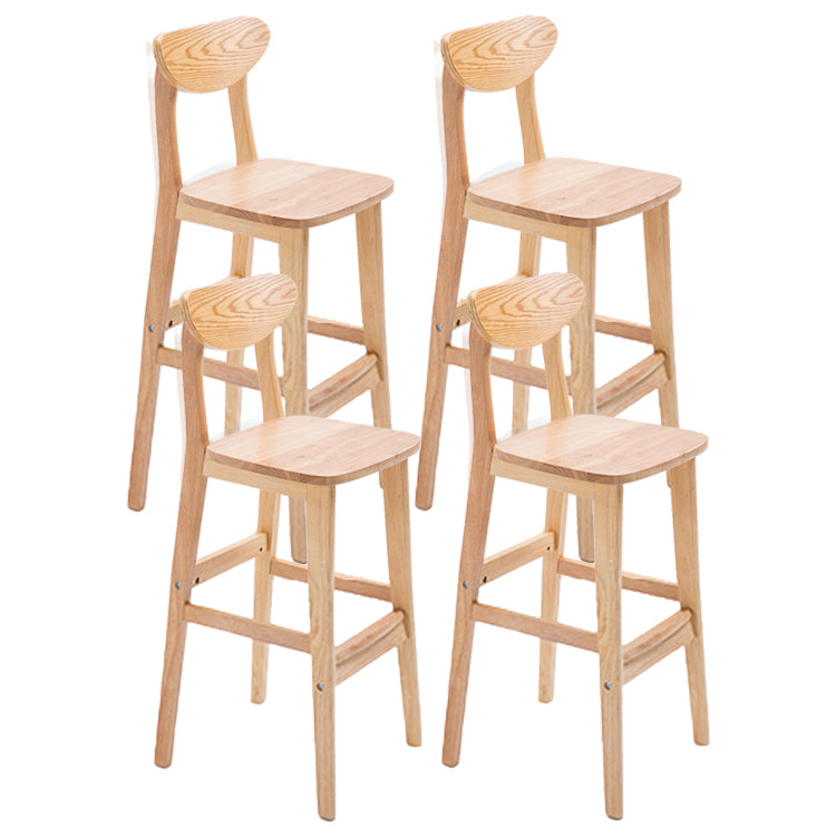 Contemporary Upholstered Footrest Low Back Stool Home Oak Wood Bar Stool Wood 4 Piece Set Clearhalo 'Bar Furniture' 'Bar Stools' 'bar_stools' 'furn' 'furn_bar_stools' 'furniture_bar_stools' 'Kitchen & Dining Furniture' 'kitchen&dining_furn' 'kitchen' 'kitchen_furn' Furniture' 4692553