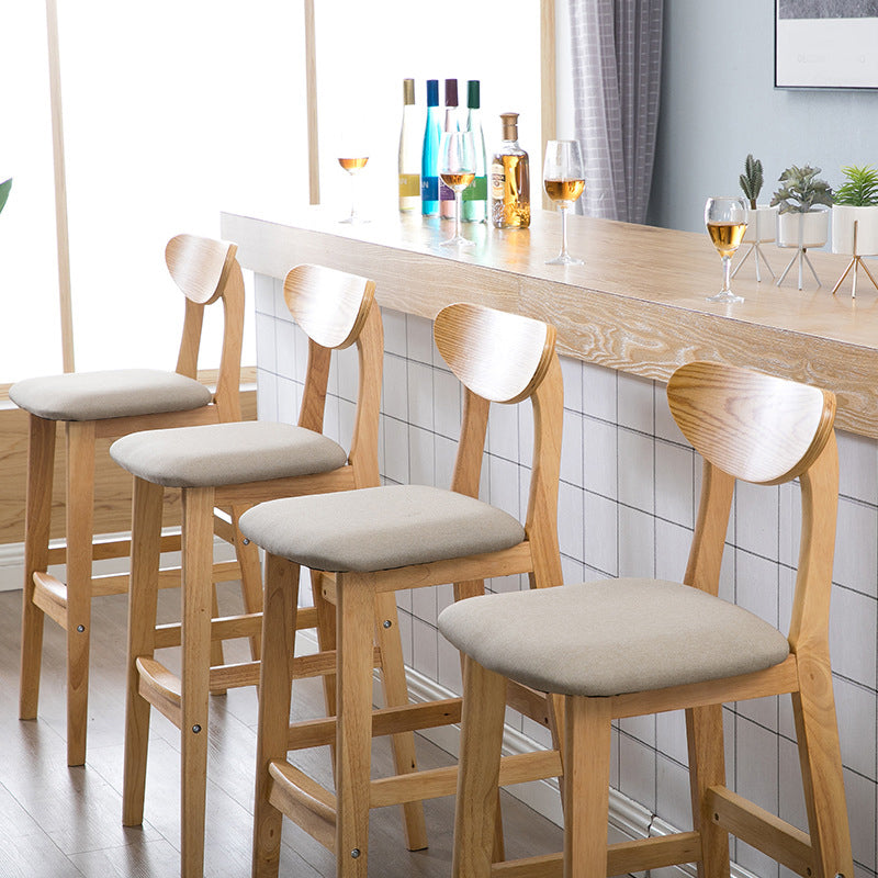 Contemporary Upholstered Footrest Low Back Stool Home Oak Wood Bar Stool Clearhalo 'Bar Furniture' 'Bar Stools' 'bar_stools' 'furn' 'furn_bar_stools' 'furniture_bar_stools' 'Kitchen & Dining Furniture' 'kitchen&dining_furn' 'kitchen' 'kitchen_furn' Furniture' 4692554