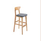 Contemporary Upholstered Footrest Low Back Stool Home Oak Wood Bar Stool Grey 1 Piece Clearhalo 'Bar Furniture' 'Bar Stools' 'bar_stools' 'furn' 'furn_bar_stools' 'furniture_bar_stools' 'Kitchen & Dining Furniture' 'kitchen&dining_furn' 'kitchen' 'kitchen_furn' Furniture' 4692556