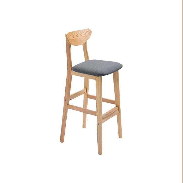 Contemporary Upholstered Footrest Low Back Stool Home Oak Wood Bar Stool Grey 1 Piece Clearhalo 'Bar Furniture' 'Bar Stools' 'bar_stools' 'furn' 'furn_bar_stools' 'furniture_bar_stools' 'Kitchen & Dining Furniture' 'kitchen&dining_furn' 'kitchen' 'kitchen_furn' Furniture' 4692556