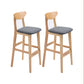 Contemporary Upholstered Footrest Low Back Stool Home Oak Wood Bar Stool Grey 2 Piece Set Clearhalo 'Bar Furniture' 'Bar Stools' 'bar_stools' 'furn' 'furn_bar_stools' 'furniture_bar_stools' 'Kitchen & Dining Furniture' 'kitchen&dining_furn' 'kitchen' 'kitchen_furn' Furniture' 4692557