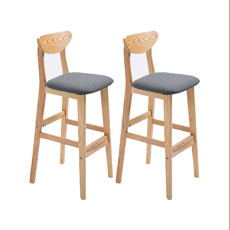 Contemporary Upholstered Footrest Low Back Stool Home Oak Wood Bar Stool Grey 2 Piece Set Clearhalo 'Bar Furniture' 'Bar Stools' 'bar_stools' 'furn' 'furn_bar_stools' 'furniture_bar_stools' 'Kitchen & Dining Furniture' 'kitchen&dining_furn' 'kitchen' 'kitchen_furn' Furniture' 4692557