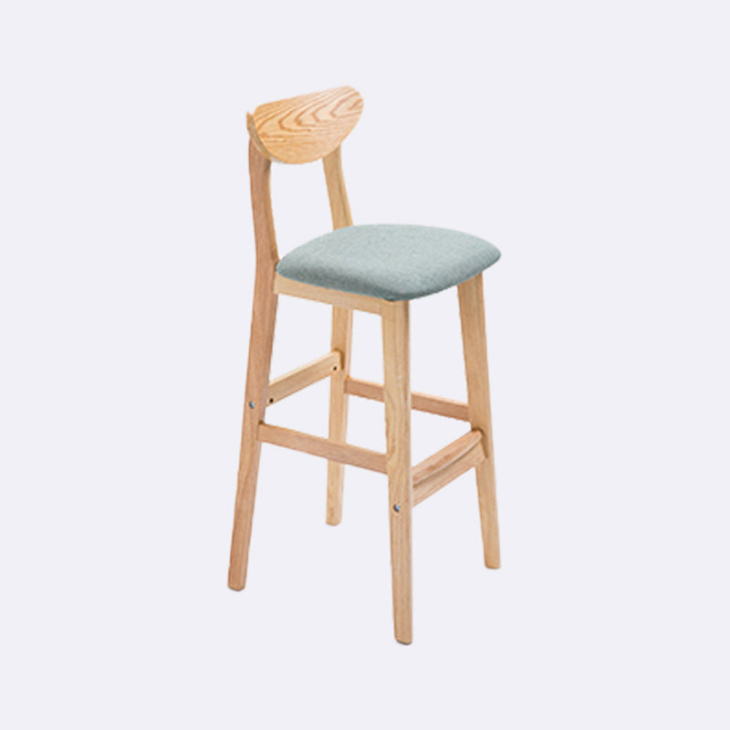 Contemporary Upholstered Footrest Low Back Stool Home Oak Wood Bar Stool Clearhalo 'Bar Furniture' 'Bar Stools' 'bar_stools' 'furn' 'furn_bar_stools' 'furniture_bar_stools' 'Kitchen & Dining Furniture' 'kitchen&dining_furn' 'kitchen' 'kitchen_furn' Furniture' 4692558