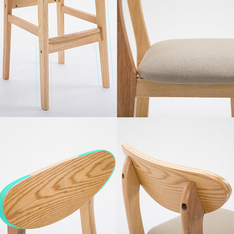 Contemporary Upholstered Footrest Low Back Stool Home Oak Wood Bar Stool Clearhalo 'Bar Furniture' 'Bar Stools' 'bar_stools' 'furn' 'furn_bar_stools' 'furniture_bar_stools' 'Kitchen & Dining Furniture' 'kitchen&dining_furn' 'kitchen' 'kitchen_furn' Furniture' 4692559