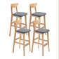 Contemporary Upholstered Footrest Low Back Stool Home Oak Wood Bar Stool Grey 4 Piece Set Clearhalo 'Bar Furniture' 'Bar Stools' 'bar_stools' 'furn' 'furn_bar_stools' 'furniture_bar_stools' 'Kitchen & Dining Furniture' 'kitchen&dining_furn' 'kitchen' 'kitchen_furn' Furniture' 4692560
