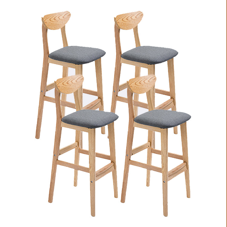 Contemporary Upholstered Footrest Low Back Stool Home Oak Wood Bar Stool Grey 4 Piece Set Clearhalo 'Bar Furniture' 'Bar Stools' 'bar_stools' 'furn' 'furn_bar_stools' 'furniture_bar_stools' 'Kitchen & Dining Furniture' 'kitchen&dining_furn' 'kitchen' 'kitchen_furn' Furniture' 4692560