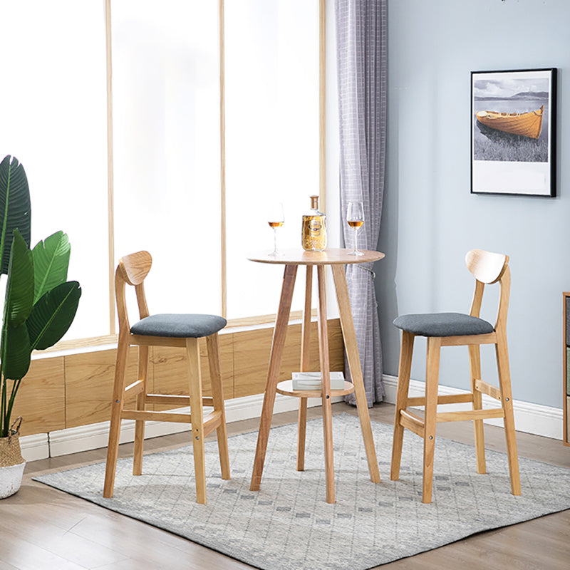 Contemporary Upholstered Footrest Low Back Stool Home Oak Wood Bar Stool Clearhalo 'Bar Furniture' 'Bar Stools' 'bar_stools' 'furn' 'furn_bar_stools' 'furniture_bar_stools' 'Kitchen & Dining Furniture' 'kitchen&dining_furn' 'kitchen' 'kitchen_furn' Furniture' 4692561