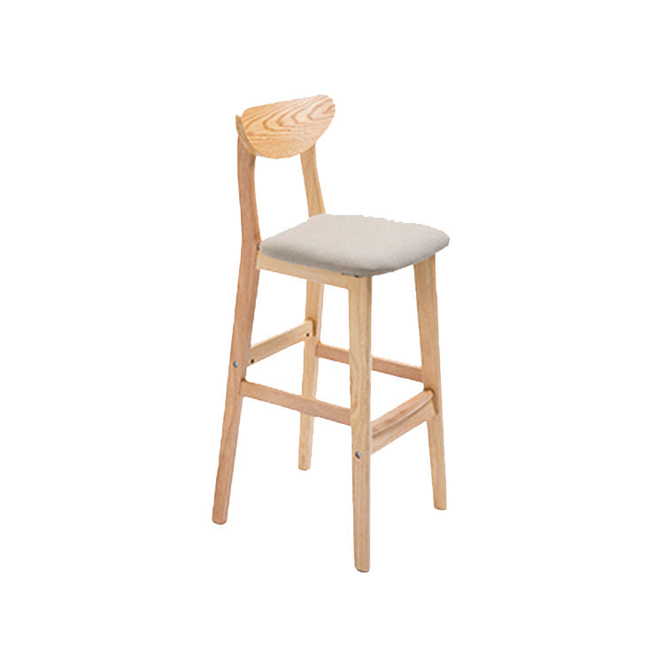 Contemporary Upholstered Footrest Low Back Stool Home Oak Wood Bar Stool Khaki 1 Piece Clearhalo 'Bar Furniture' 'Bar Stools' 'bar_stools' 'furn' 'furn_bar_stools' 'furniture_bar_stools' 'Kitchen & Dining Furniture' 'kitchen&dining_furn' 'kitchen' 'kitchen_furn' Furniture' 4692562