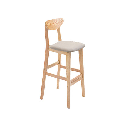Contemporary Upholstered Footrest Low Back Stool Home Oak Wood Bar Stool Khaki 1 Piece Clearhalo 'Bar Furniture' 'Bar Stools' 'bar_stools' 'furn' 'furn_bar_stools' 'furniture_bar_stools' 'Kitchen & Dining Furniture' 'kitchen&dining_furn' 'kitchen' 'kitchen_furn' Furniture' 4692562
