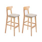 Contemporary Upholstered Footrest Low Back Stool Home Oak Wood Bar Stool Khaki 2 Piece Set Clearhalo 'Bar Furniture' 'Bar Stools' 'bar_stools' 'furn' 'furn_bar_stools' 'furniture_bar_stools' 'Kitchen & Dining Furniture' 'kitchen&dining_furn' 'kitchen' 'kitchen_furn' Furniture' 4692563