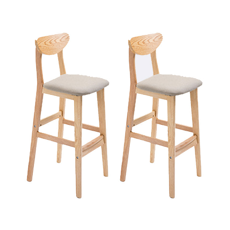 Contemporary Upholstered Footrest Low Back Stool Home Oak Wood Bar Stool Khaki 2 Piece Set Clearhalo 'Bar Furniture' 'Bar Stools' 'bar_stools' 'furn' 'furn_bar_stools' 'furniture_bar_stools' 'Kitchen & Dining Furniture' 'kitchen&dining_furn' 'kitchen' 'kitchen_furn' Furniture' 4692563