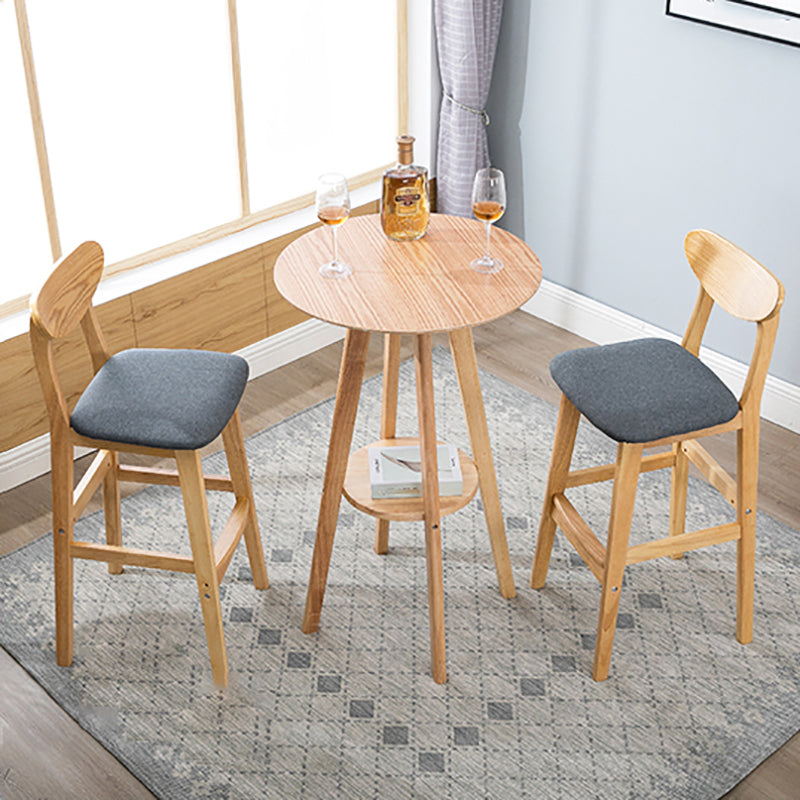 Contemporary Upholstered Footrest Low Back Stool Home Oak Wood Bar Stool Clearhalo 'Bar Furniture' 'Bar Stools' 'bar_stools' 'furn' 'furn_bar_stools' 'furniture_bar_stools' 'Kitchen & Dining Furniture' 'kitchen&dining_furn' 'kitchen' 'kitchen_furn' Furniture' 4692564