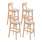 Contemporary Upholstered Footrest Low Back Stool Home Oak Wood Bar Stool Khaki 4 Piece Set Clearhalo 'Bar Furniture' 'Bar Stools' 'bar_stools' 'furn' 'furn_bar_stools' 'furniture_bar_stools' 'Kitchen & Dining Furniture' 'kitchen&dining_furn' 'kitchen' 'kitchen_furn' Furniture' 4692565