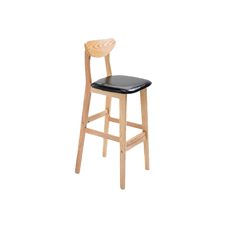 Contemporary Upholstered Footrest Low Back Stool Home Oak Wood Bar Stool Black 1 Piece Clearhalo 'Bar Furniture' 'Bar Stools' 'bar_stools' 'furn' 'furn_bar_stools' 'furniture_bar_stools' 'Kitchen & Dining Furniture' 'kitchen&dining_furn' 'kitchen' 'kitchen_furn' Furniture' 4692566