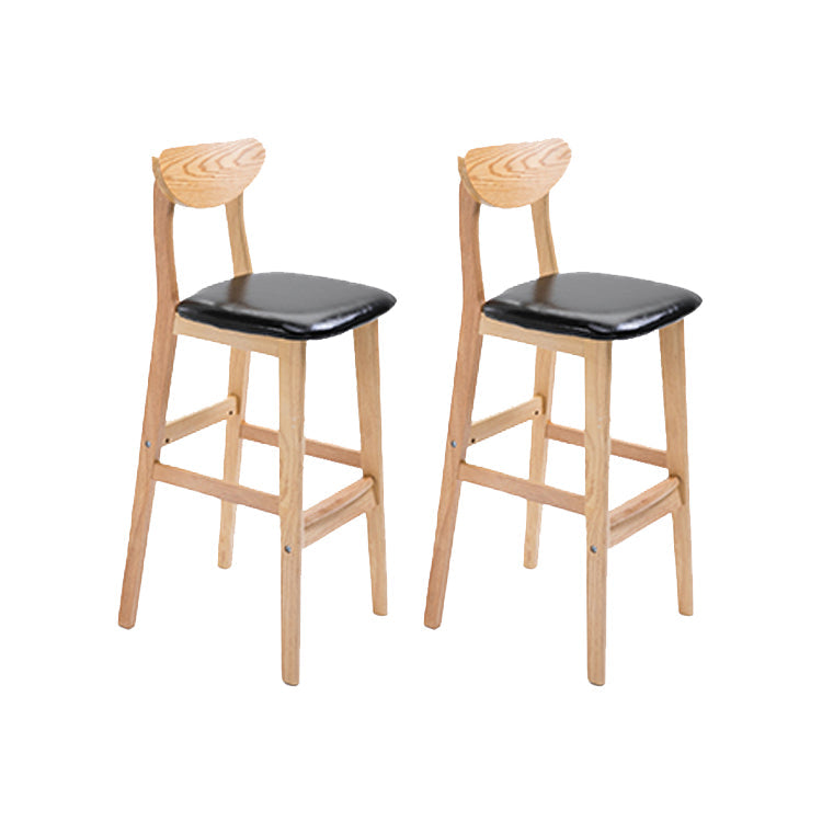 Contemporary Upholstered Footrest Low Back Stool Home Oak Wood Bar Stool Black 2 Piece Set Clearhalo 'Bar Furniture' 'Bar Stools' 'bar_stools' 'furn' 'furn_bar_stools' 'furniture_bar_stools' 'Kitchen & Dining Furniture' 'kitchen&dining_furn' 'kitchen' 'kitchen_furn' Furniture' 4692567