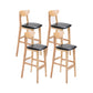 Contemporary Upholstered Footrest Low Back Stool Home Oak Wood Bar Stool Black 4 Piece Set Clearhalo 'Bar Furniture' 'Bar Stools' 'bar_stools' 'furn' 'furn_bar_stools' 'furniture_bar_stools' 'Kitchen & Dining Furniture' 'kitchen&dining_furn' 'kitchen' 'kitchen_furn' Furniture' 4692568