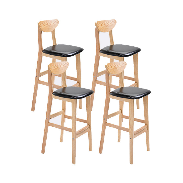 Contemporary Upholstered Footrest Low Back Stool Home Oak Wood Bar Stool Black 4 Piece Set Clearhalo 'Bar Furniture' 'Bar Stools' 'bar_stools' 'furn' 'furn_bar_stools' 'furniture_bar_stools' 'Kitchen & Dining Furniture' 'kitchen&dining_furn' 'kitchen' 'kitchen_furn' Furniture' 4692568