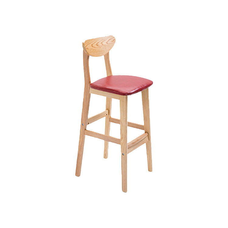 Contemporary Upholstered Footrest Low Back Stool Home Oak Wood Bar Stool Burgundy 1 Piece Counter Stool(26"H) Clearhalo 'Bar Furniture' 'Bar Stools' 'bar_stools' 'furn' 'furn_bar_stools' 'furniture_bar_stools' 'Kitchen & Dining Furniture' 'kitchen&dining_furn' 'kitchen' 'kitchen_furn' Furniture' 4692569