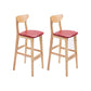Contemporary Upholstered Footrest Low Back Stool Home Oak Wood Bar Stool Burgundy 2 Piece Set Counter Stool(26"H) Clearhalo 'Bar Furniture' 'Bar Stools' 'bar_stools' 'furn' 'furn_bar_stools' 'furniture_bar_stools' 'Kitchen & Dining Furniture' 'kitchen&dining_furn' 'kitchen' 'kitchen_furn' Furniture' 4692570