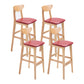 Contemporary Upholstered Footrest Low Back Stool Home Oak Wood Bar Stool Burgundy 4 Piece Set Counter Stool(26"H) Clearhalo 'Bar Furniture' 'Bar Stools' 'bar_stools' 'furn' 'furn_bar_stools' 'furniture_bar_stools' 'Kitchen & Dining Furniture' 'kitchen&dining_furn' 'kitchen' 'kitchen_furn' Furniture' 4692571