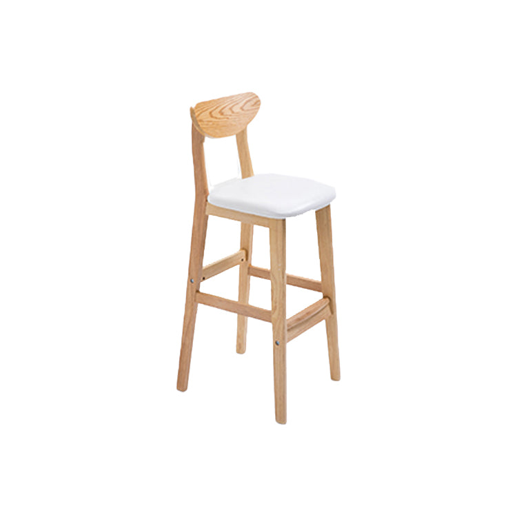 Contemporary Upholstered Footrest Low Back Stool Home Oak Wood Bar Stool White 1 Piece Bar Stool(30"H) Clearhalo 'Bar Furniture' 'Bar Stools' 'bar_stools' 'furn' 'furn_bar_stools' 'furniture_bar_stools' 'Kitchen & Dining Furniture' 'kitchen&dining_furn' 'kitchen' 'kitchen_furn' Furniture' 4692572
