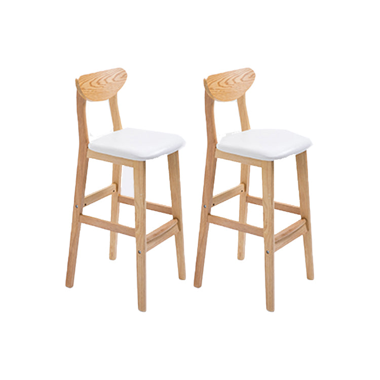 Contemporary Upholstered Footrest Low Back Stool Home Oak Wood Bar Stool White 2 Piece Set Bar Stool(30"H) Clearhalo 'Bar Furniture' 'Bar Stools' 'bar_stools' 'furn' 'furn_bar_stools' 'furniture_bar_stools' 'Kitchen & Dining Furniture' 'kitchen&dining_furn' 'kitchen' 'kitchen_furn' Furniture' 4692573