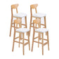 Contemporary Upholstered Footrest Low Back Stool Home Oak Wood Bar Stool White 4 Piece Set Bar Stool(30"H) Clearhalo 'Bar Furniture' 'Bar Stools' 'bar_stools' 'furn' 'furn_bar_stools' 'furniture_bar_stools' 'Kitchen & Dining Furniture' 'kitchen&dining_furn' 'kitchen' 'kitchen_furn' Furniture' 4692574