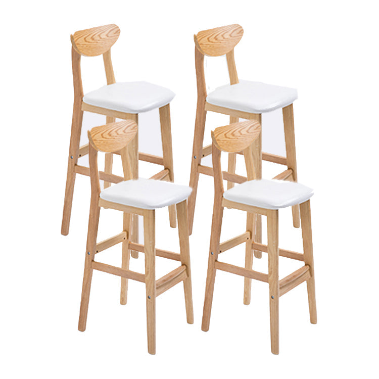 Contemporary Upholstered Footrest Low Back Stool Home Oak Wood Bar Stool White 4 Piece Set Bar Stool(30"H) Clearhalo 'Bar Furniture' 'Bar Stools' 'bar_stools' 'furn' 'furn_bar_stools' 'furniture_bar_stools' 'Kitchen & Dining Furniture' 'kitchen&dining_furn' 'kitchen' 'kitchen_furn' Furniture' 4692574