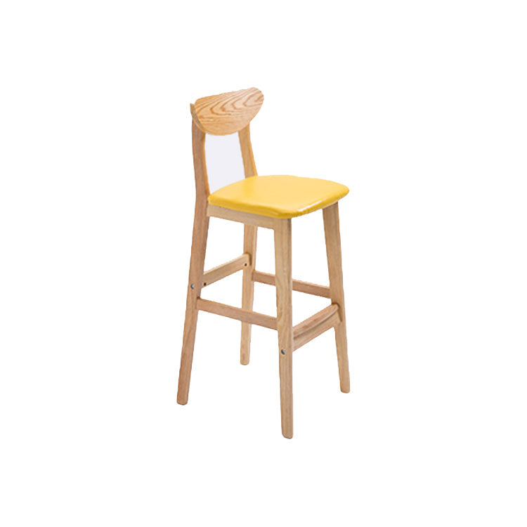 Contemporary Upholstered Footrest Low Back Stool Home Oak Wood Bar Stool Yellow 1 Piece Clearhalo 'Bar Furniture' 'Bar Stools' 'bar_stools' 'furn' 'furn_bar_stools' 'furniture_bar_stools' 'Kitchen & Dining Furniture' 'kitchen&dining_furn' 'kitchen' 'kitchen_furn' Furniture' 4692575