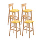 Contemporary Upholstered Footrest Low Back Stool Home Oak Wood Bar Stool Yellow 4 Piece Set Clearhalo 'Bar Furniture' 'Bar Stools' 'bar_stools' 'furn' 'furn_bar_stools' 'furniture_bar_stools' 'Kitchen & Dining Furniture' 'kitchen&dining_furn' 'kitchen' 'kitchen_furn' Furniture' 4692577