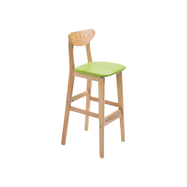 Contemporary Upholstered Footrest Low Back Stool Home Oak Wood Bar Stool Fruit Green 1 Piece Clearhalo 'Bar Furniture' 'Bar Stools' 'bar_stools' 'furn' 'furn_bar_stools' 'furniture_bar_stools' 'Kitchen & Dining Furniture' 'kitchen&dining_furn' 'kitchen' 'kitchen_furn' Furniture' 4692578