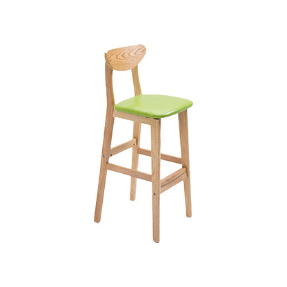 Contemporary Upholstered Footrest Low Back Stool Home Oak Wood Bar Stool Fruit Green 1 Piece Clearhalo 'Bar Furniture' 'Bar Stools' 'bar_stools' 'furn' 'furn_bar_stools' 'furniture_bar_stools' 'Kitchen & Dining Furniture' 'kitchen&dining_furn' 'kitchen' 'kitchen_furn' Furniture' 4692578
