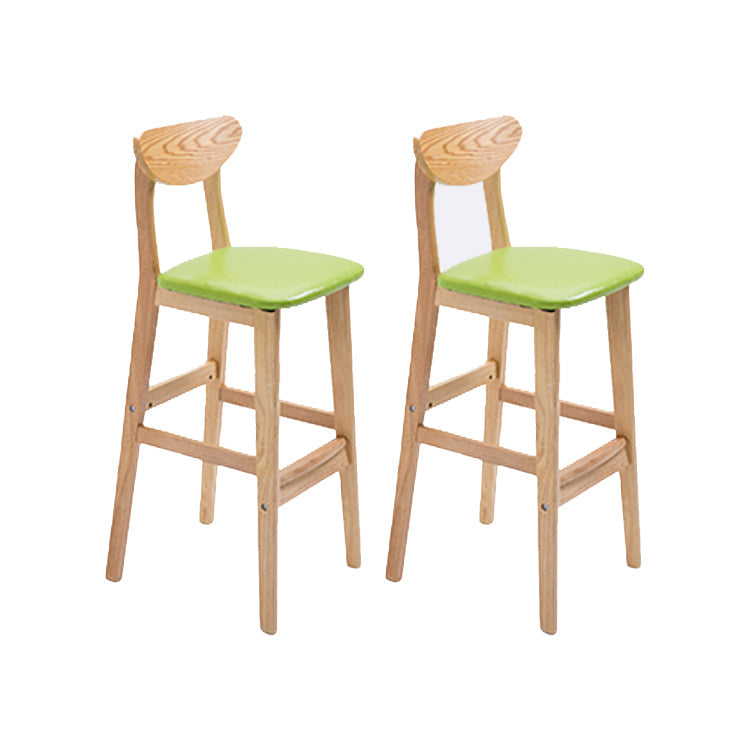Contemporary Upholstered Footrest Low Back Stool Home Oak Wood Bar Stool Fruit Green 2 Piece Set Clearhalo 'Bar Furniture' 'Bar Stools' 'bar_stools' 'furn' 'furn_bar_stools' 'furniture_bar_stools' 'Kitchen & Dining Furniture' 'kitchen&dining_furn' 'kitchen' 'kitchen_furn' Furniture' 4692579