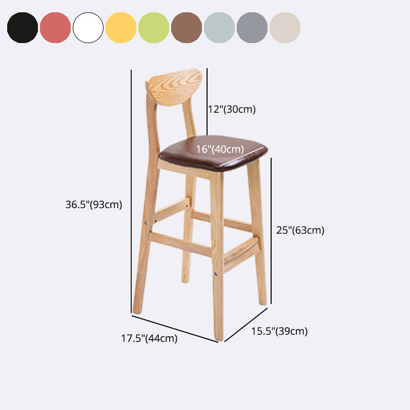 Contemporary Upholstered Footrest Low Back Stool Home Oak Wood Bar Stool Clearhalo 'Bar Furniture' 'Bar Stools' 'bar_stools' 'furn' 'furn_bar_stools' 'furniture_bar_stools' 'Kitchen & Dining Furniture' 'kitchen&dining_furn' 'kitchen' 'kitchen_furn' Furniture' 4692585