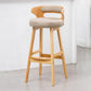 Scandinavian Low Back Upholstered Footrest Bar Stool Home Rubberwood Stool Clearhalo 'Bar Furniture' 'Bar Stools' 'bar_stools' 'furn' 'furn_bar_stools' 'furniture_bar_stools' 'Kitchen & Dining Furniture' 'kitchen&dining_furn' 'kitchen' 'kitchen_furn' Furniture' 4692588