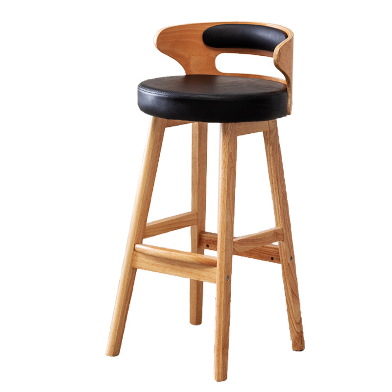 Scandinavian Low Back Upholstered Footrest Bar Stool Home Rubberwood Stool Black 1 Piece Bar Stool(30"H) Clearhalo 'Bar Furniture' 'Bar Stools' 'bar_stools' 'furn' 'furn_bar_stools' 'furniture_bar_stools' 'Kitchen & Dining Furniture' 'kitchen&dining_furn' 'kitchen' 'kitchen_furn' Furniture' 4692589
