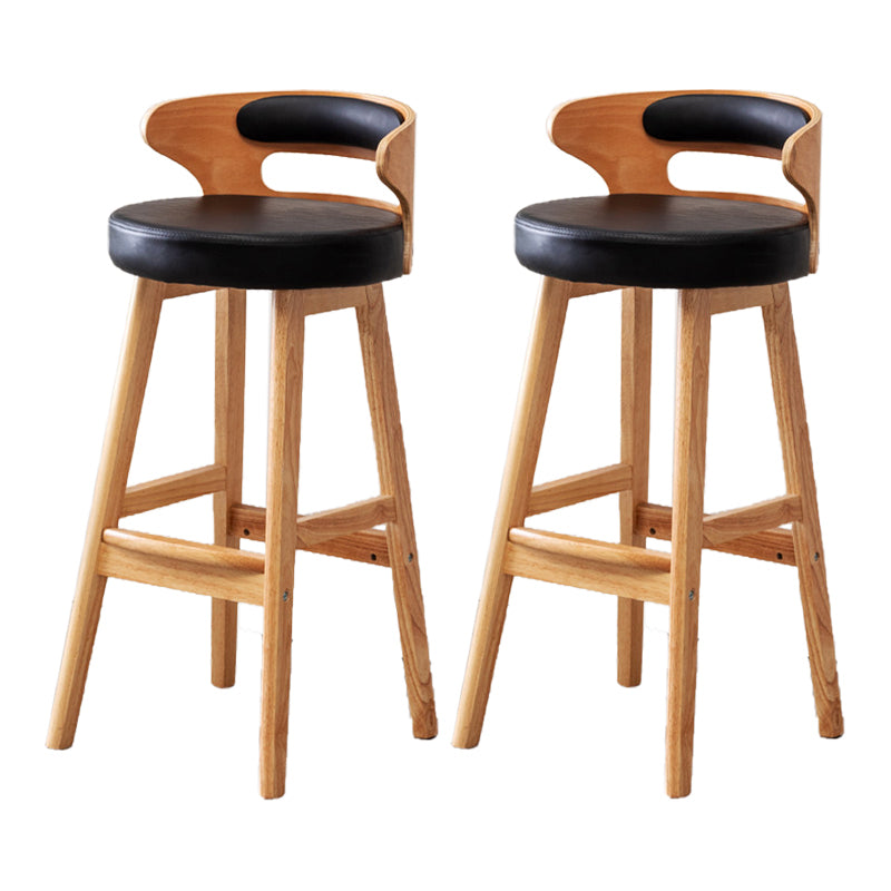 Scandinavian Low Back Upholstered Footrest Bar Stool Home Rubberwood Stool Black 2 Piece Set Bar Stool(30"H) Clearhalo 'Bar Furniture' 'Bar Stools' 'bar_stools' 'furn' 'furn_bar_stools' 'furniture_bar_stools' 'Kitchen & Dining Furniture' 'kitchen&dining_furn' 'kitchen' 'kitchen_furn' Furniture' 4692590