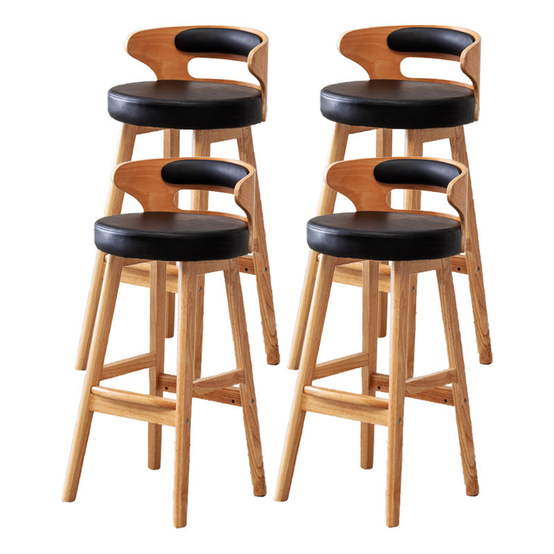 Scandinavian Low Back Upholstered Footrest Bar Stool Home Rubberwood Stool Black 4 Piece Set Bar Stool(30"H) Clearhalo 'Bar Furniture' 'Bar Stools' 'bar_stools' 'furn' 'furn_bar_stools' 'furniture_bar_stools' 'Kitchen & Dining Furniture' 'kitchen&dining_furn' 'kitchen' 'kitchen_furn' Furniture' 4692593