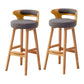 Scandinavian Low Back Upholstered Footrest Bar Stool Home Rubberwood Stool Grey 2 Piece Set Bar Stool(30"H) Clearhalo 'Bar Furniture' 'Bar Stools' 'bar_stools' 'furn' 'furn_bar_stools' 'furniture_bar_stools' 'Kitchen & Dining Furniture' 'kitchen&dining_furn' 'kitchen' 'kitchen_furn' Furniture' 4692597