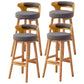 Scandinavian Low Back Upholstered Footrest Bar Stool Home Rubberwood Stool Grey 4 Piece Set Bar Stool(30"H) Clearhalo 'Bar Furniture' 'Bar Stools' 'bar_stools' 'furn' 'furn_bar_stools' 'furniture_bar_stools' 'Kitchen & Dining Furniture' 'kitchen&dining_furn' 'kitchen' 'kitchen_furn' Furniture' 4692598